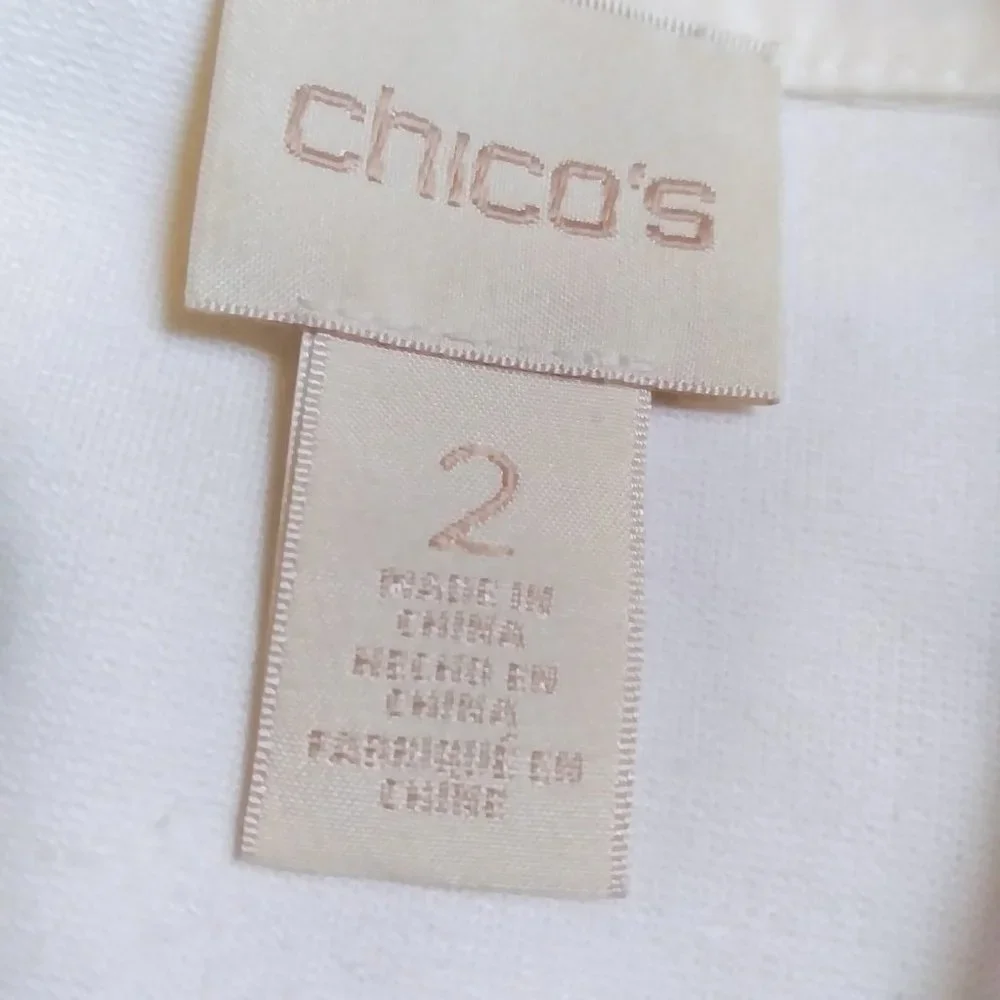 Chico's White Laser Cut Moto Jacket Blazer Size 12 Asymmetrical Geometric design - Picture 11 of 16